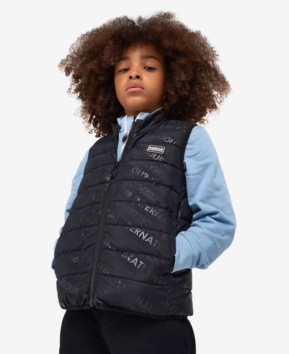 Boys Classic Black Barbour Printed Reed Gilet 40VB2491