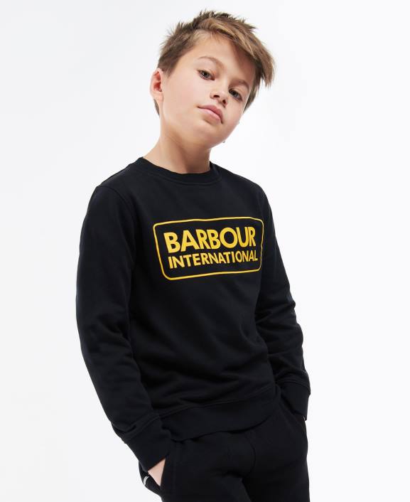 Boys Black Barbour Large Logo Crew Jumper 40VB2532