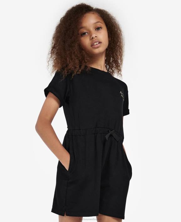 Girls Classic Black Barbour Rossin Playsuit 40VB2567