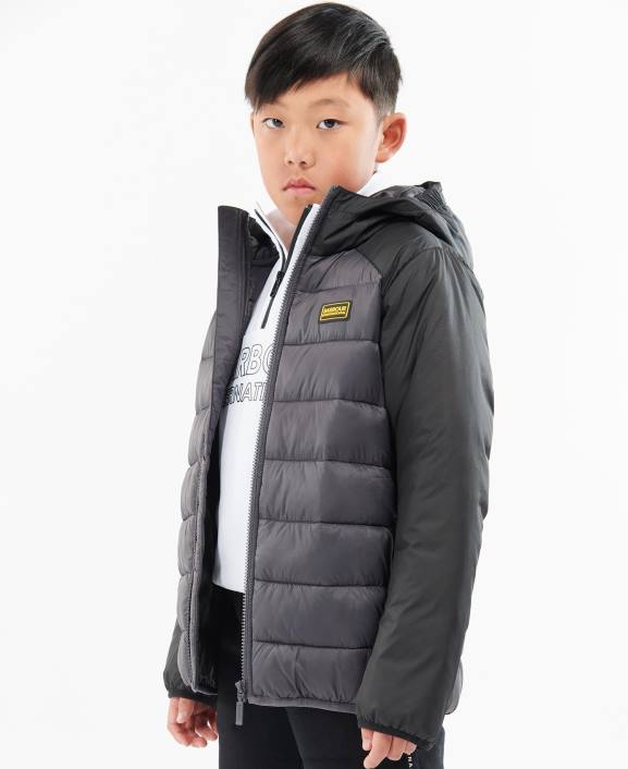 Boys Navy Barbour Hooded Dulwich Quilted Jacket 40VB2479