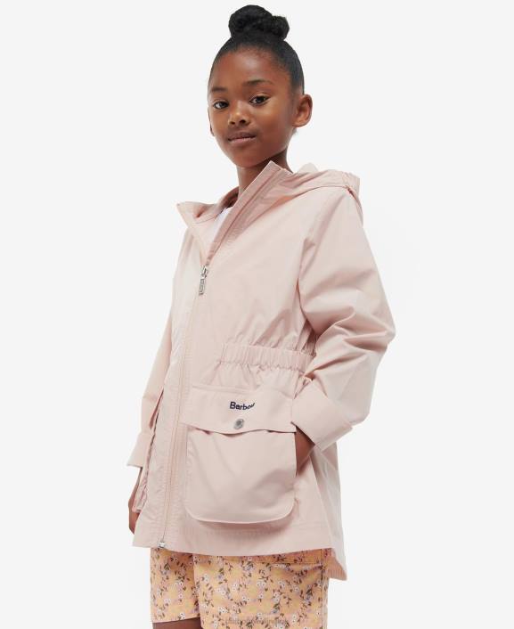 Girls Light Peach Barbour Maara Showerproof Jacket 40VB2555