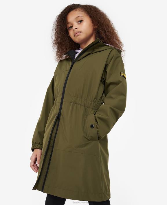 Girls Palmer Green Barbour Rein Longline Showerproof Jacket 40VB2560