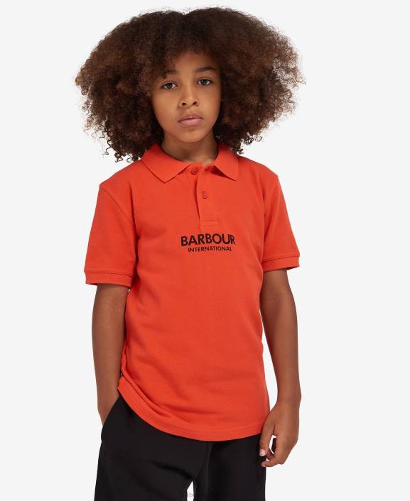 Boys Spicy Orange Barbour Formula Polo Shirt 40VB2540