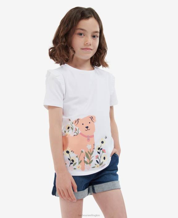 Girls Classic White Barbour Penny T-shirt 40VB2573