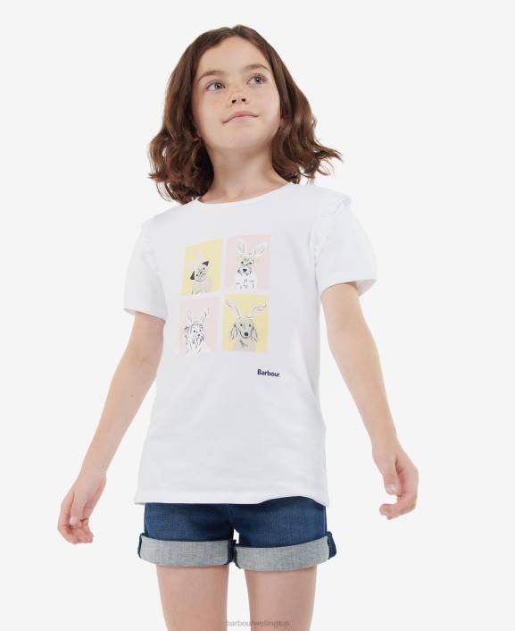 Girls Classic White Barbour Sophie T-Shirt 40VB2563