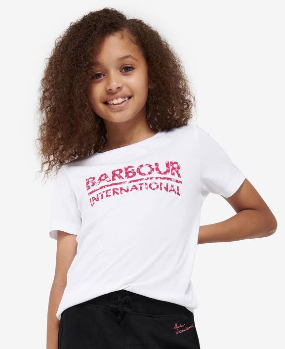 Girls White/Pink Terrazzo Barbour Valtteri T-Shirt 40VB2571