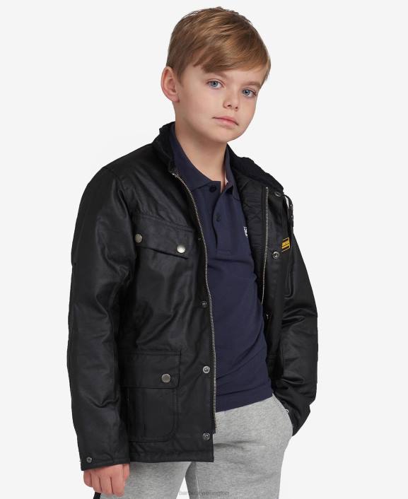 Boys Black Barbour Duke Waxed Jacket 40VB2471