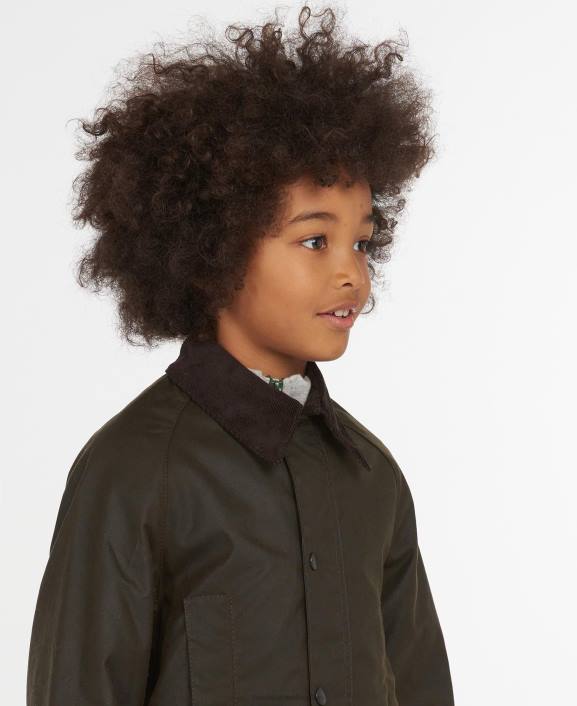 Boys Olive Barbour Beaufort Waxed Jacket 40VB2472