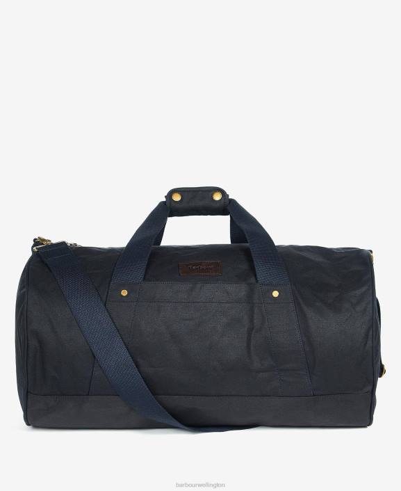 Men Navy Barbour Explorer Wax Duffle Bag 40VB2194