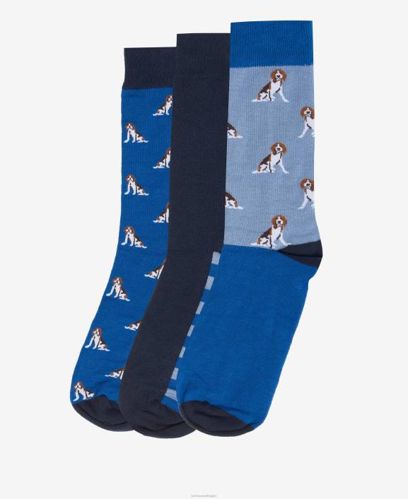 Men Blue Beagle Barbour Beagle Dog Socks Set 40VB2358