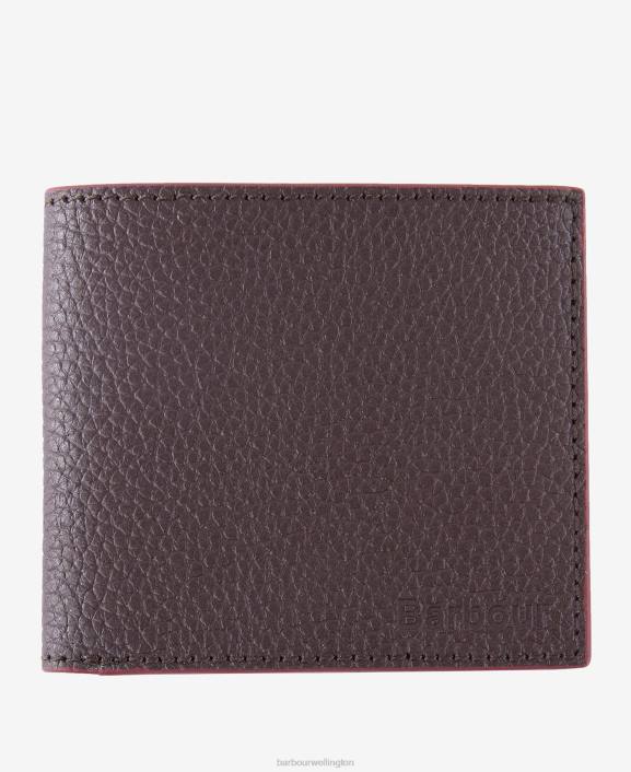 Men Black Barbour Grain Leather Billfold Wallet 40VB2377