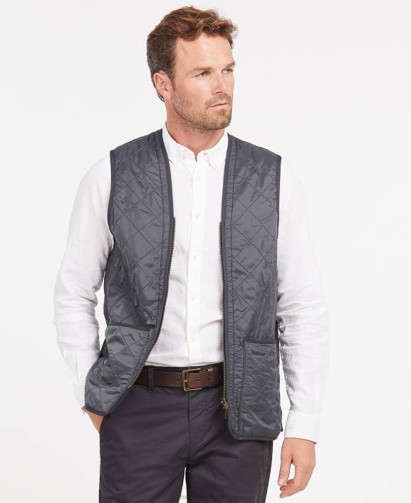 Men Black Barbour Polarquilt Waistcoat/Zip-In Liner 40VB2326