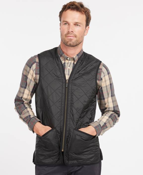 Men Black Barbour Polarquilt Waistcoat/Zip-In Liner 40VB2334