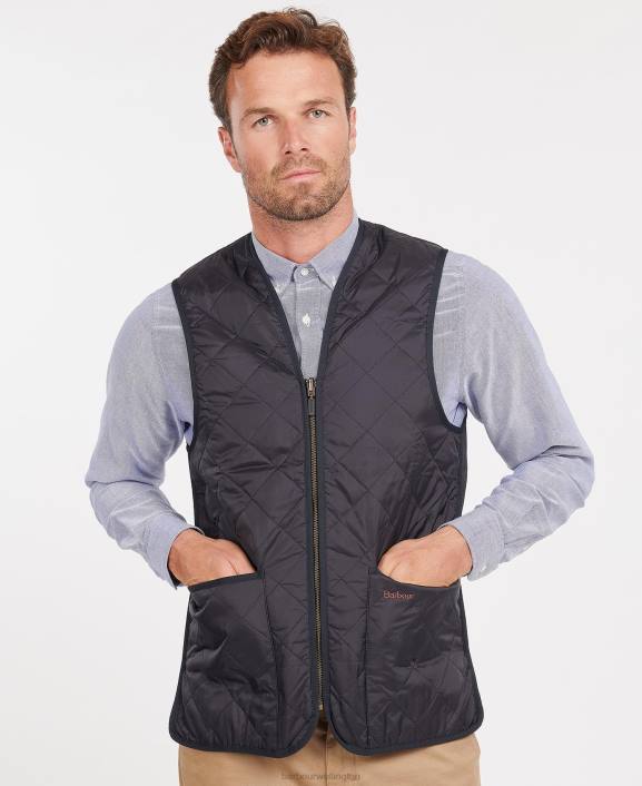 Men Black/Modern Barbour Quilted Waistcoat/Zip-In Liner 40VB2323