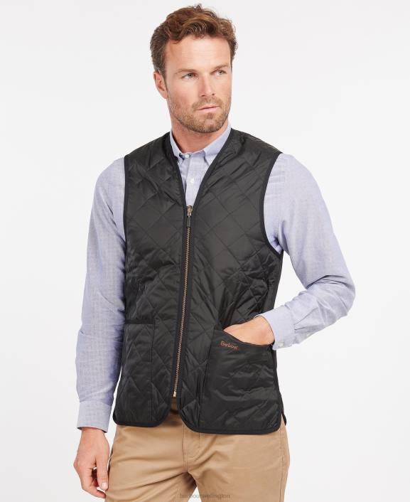 Men Black/Modern Barbour Quilted Waistcoat/Zip-In Liner 40VB2330