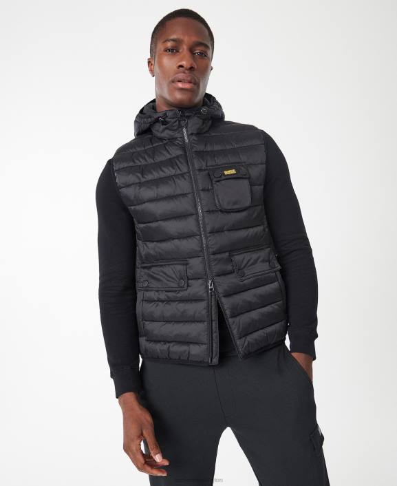 Men Charcoal Barbour Ousten Hooded Gilet 40VB252