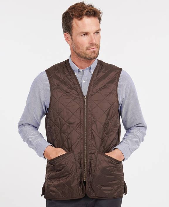 Men Dark Brown Barbour Polarquilt Waistcoat/Zip-In Liner 40VB2341