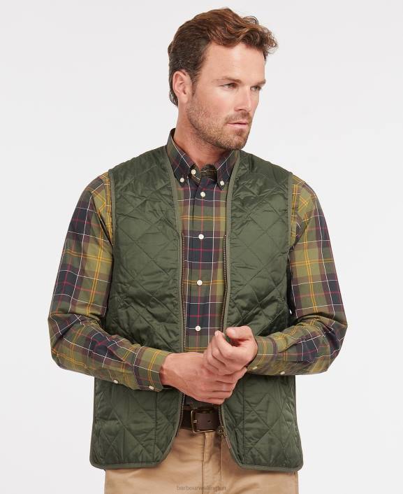 Men Olive/Ancient Barbour Quilted Waistcoat/Zip-In Liner 40VB2318