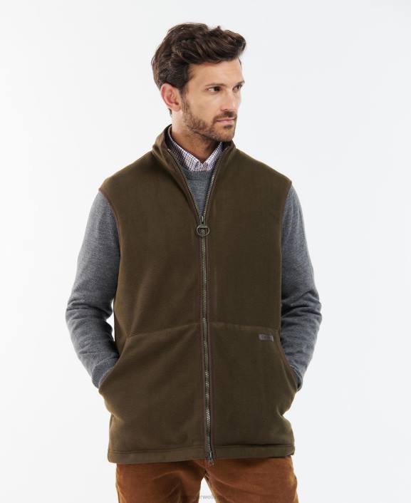 Men Olive Barbour Oakmoor Fleece Gilet 40VB240