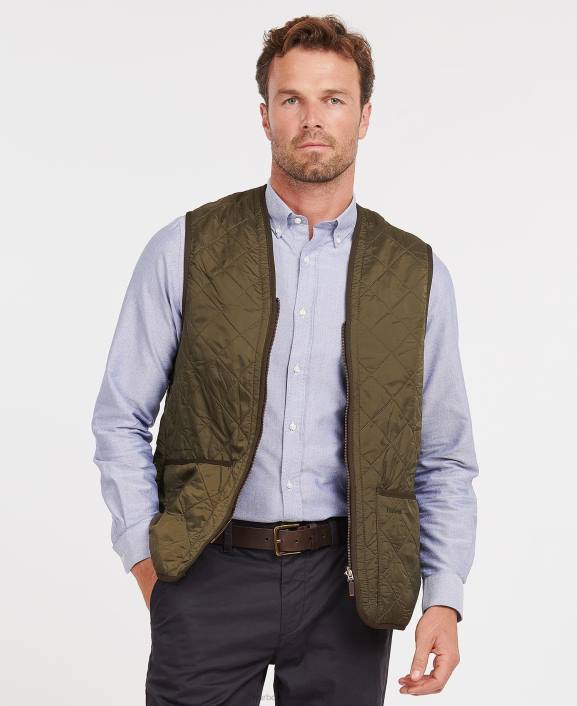 Men Olive Barbour Polarquilt Waistcoat/Zip-In Liner 40VB2316