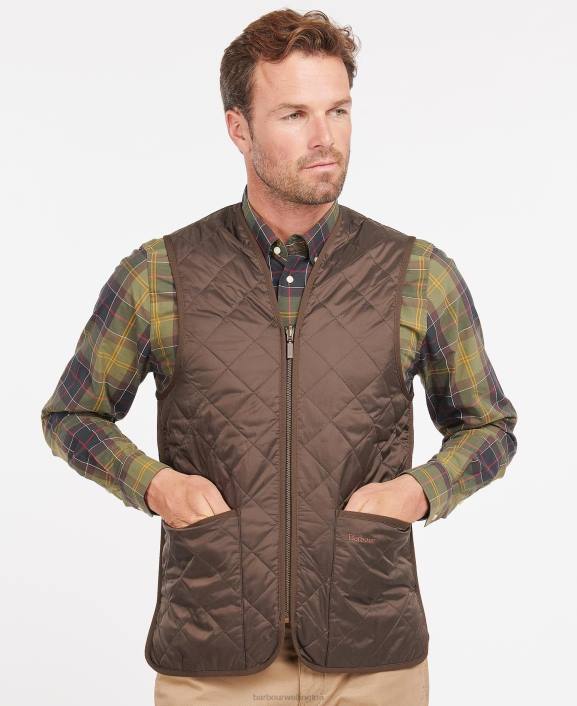 Men Rustic/Muted Barbour Quilted Waistcoat/Zip-In Liner 40VB2328