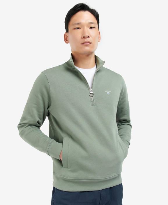 Men Agave Green Barbour Barbur Rothley Half-Zip Sweatshirt 40VB1061