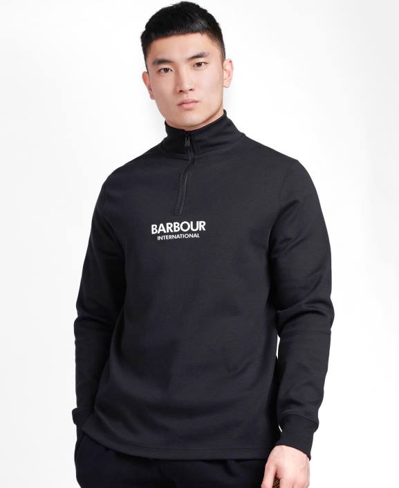 Men Black Barbour Transmission Half Zip Sweatshirt 40VB1024