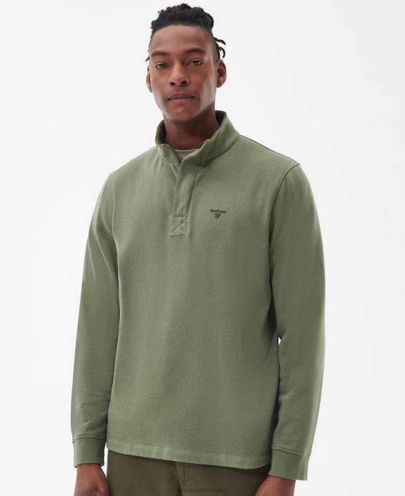 Men Burnt Olive Barbour Kiphill Half-Zip Sweatshirt 40VB1026