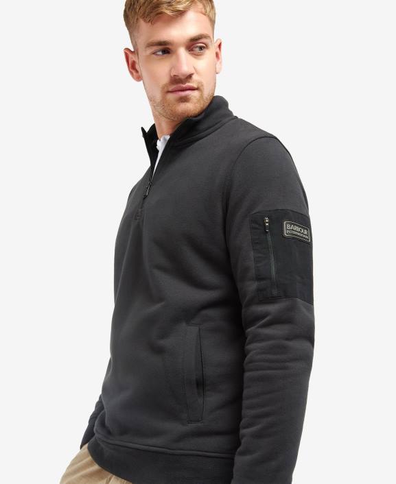 Men Dark Black Barbour Alloy Half Zip Sweat 40VB1071