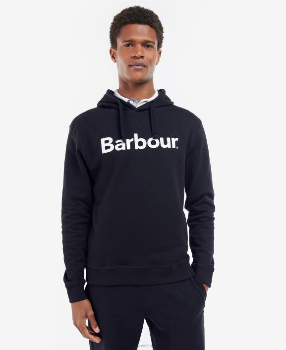 Men Navy Barbour Logo Hoodie 40VB986