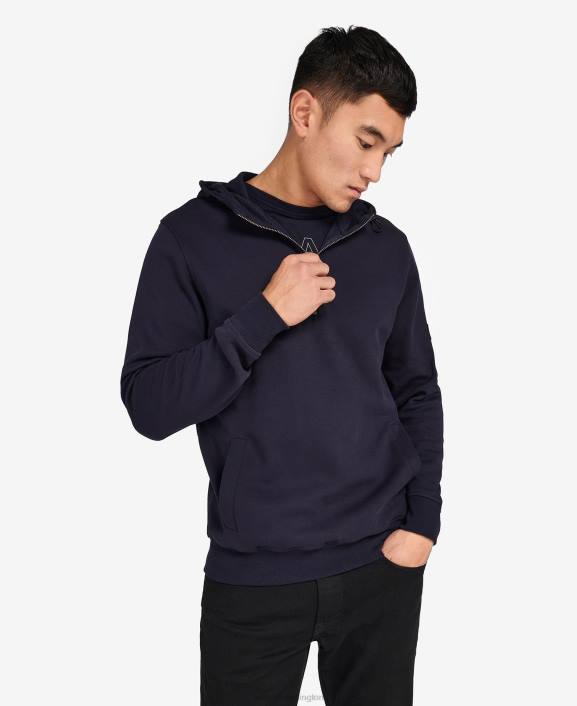 Men Night Sky Barbour Hoxton Half-Zip Hoodie 40VB1064