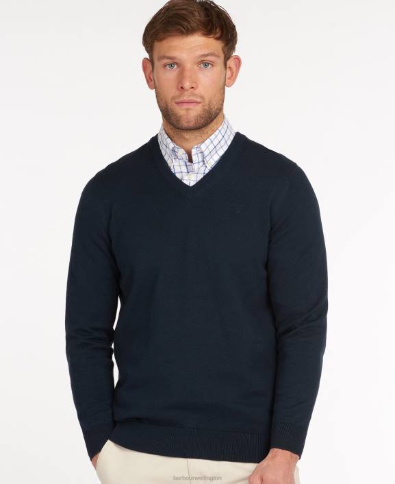 Men CobaLight Marl Barbour Pima Cotton V-Neck Sweater 40VB1087