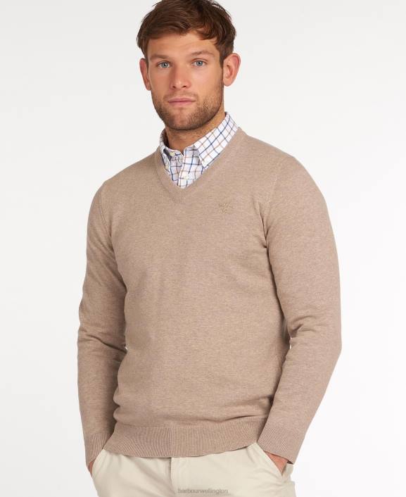 Men CobaLight Marl Barbour Pima Cotton V-Neck Sweater 40VB1091