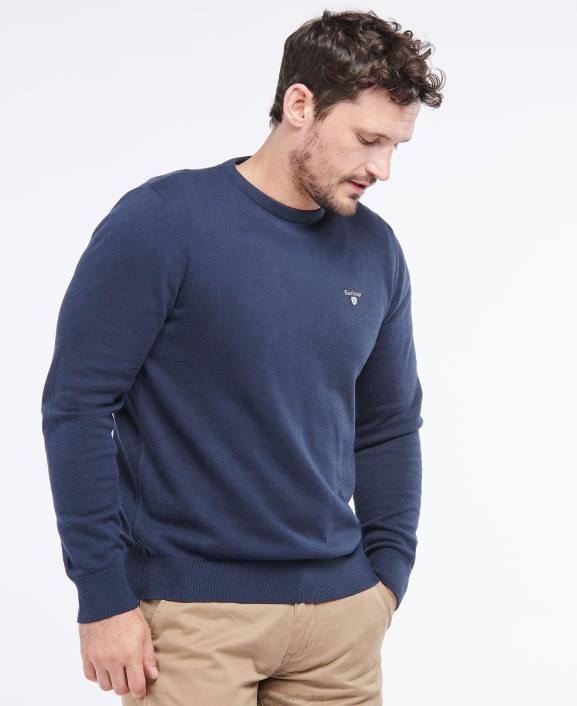 Men Navy Barbour Organic Crew Jumper 40VB1112