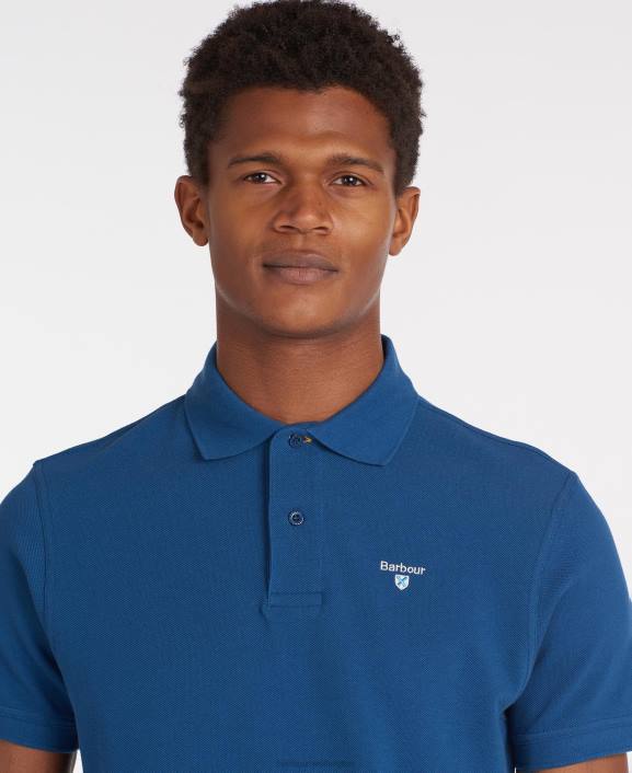 Men Atlantic Blue Barbour Sports Polo Shirt 40VB580