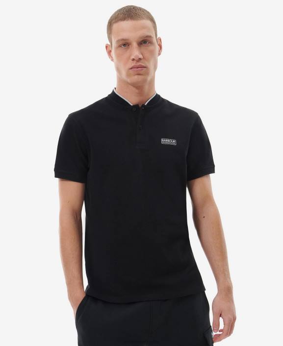 Men Classic Black Barbour Lewis Sports Polo Shirt 40VB675