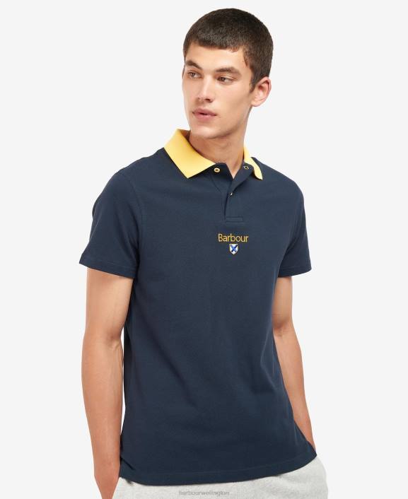 Men Classic Navy Barbour Founders Polo Shirt 40VB630