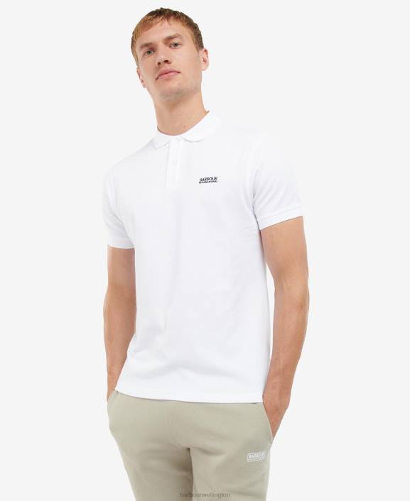 Men Classic White Barbour Tourer Polo Shirt 40VB718