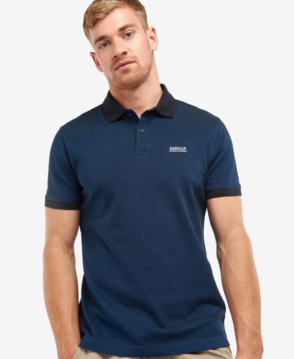 Men Deep Blue Barbour Milton Polo Shirt 40VB733