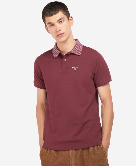 Men Dk Bordeaux Barbour Bothain Polo Shirt 40VB708