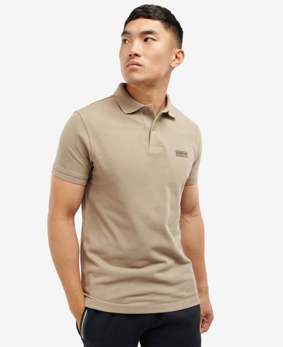 Men Dusky Khaki Barbour International Essential Polo Shirt 40VB740