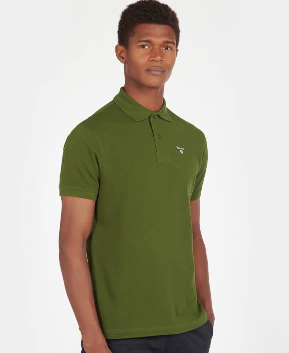 Men Racing Green Barbour Sports Polo Shirt 40VB618