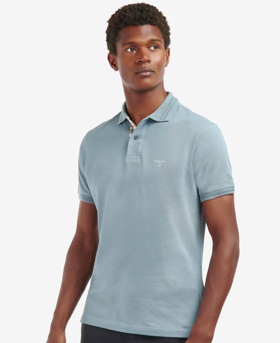 Men Washed Blue Barbour Harrowgate Polo Shirt 40VB588