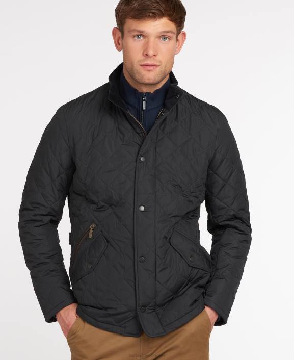 Men Black Barbour Chelsea Sportsquilt Jacket 40VB78