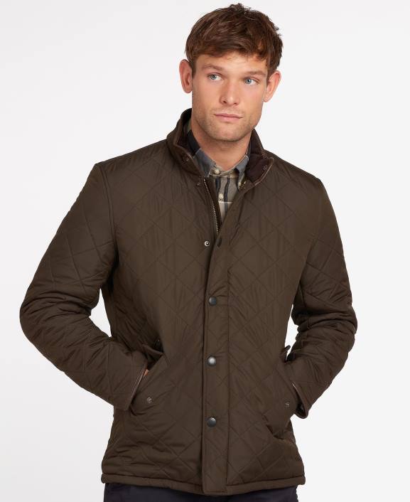 Men Navy Barbour Powell Quilted Jacket 40VB83