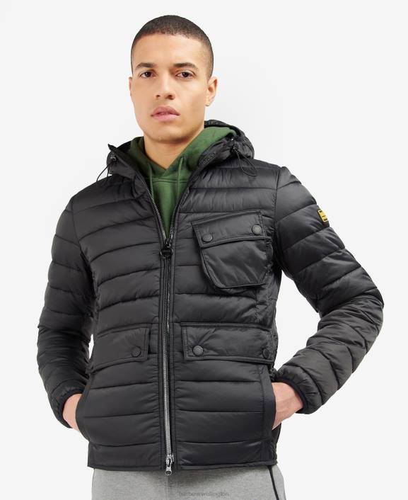 Men Sage Barbour Racer Ouston Hooded Quilted Jacket 40VB101