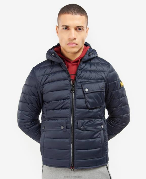 Men Sage Barbour Racer Ouston Hooded Quilted Jacket 40VB123