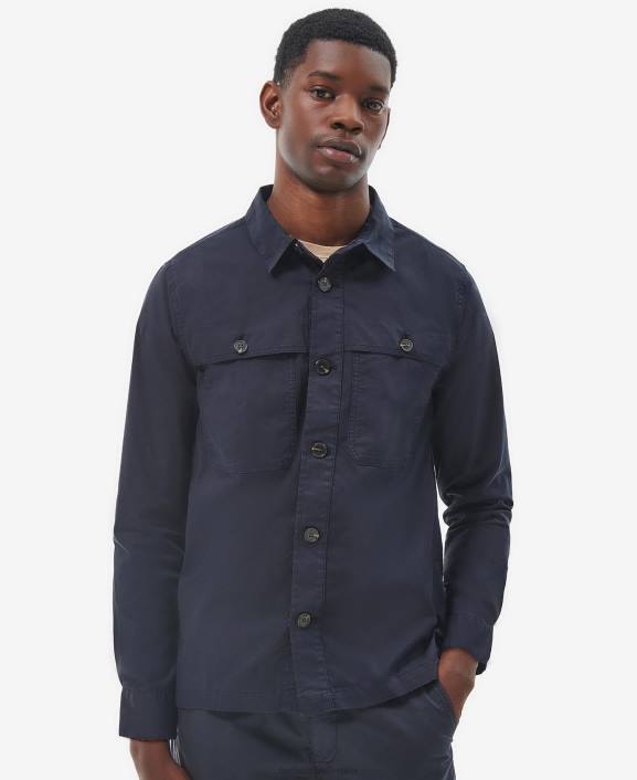 Men Classic Navy Barbour Sidlaw Overshirt 40VB298