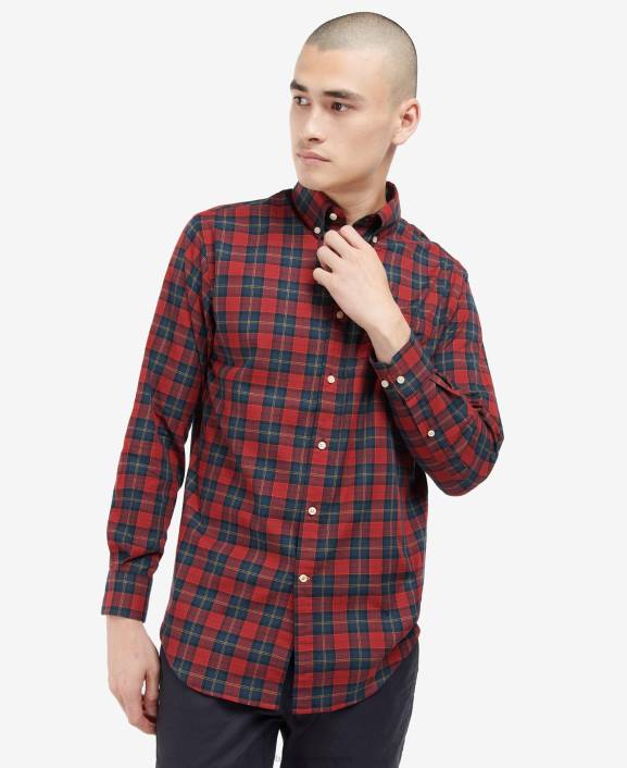 Men Crimson Barbour Lunar Tartan Shirt 40VB419