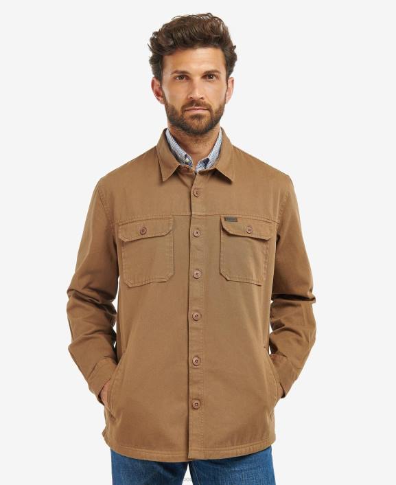 Men Dark Sand Barbour Rydale Overshirt 40VB294